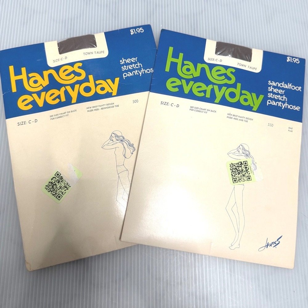 Hanes Everyday Pantyhose Women Size CD Color Town Taupe New 2 Pack Vintage